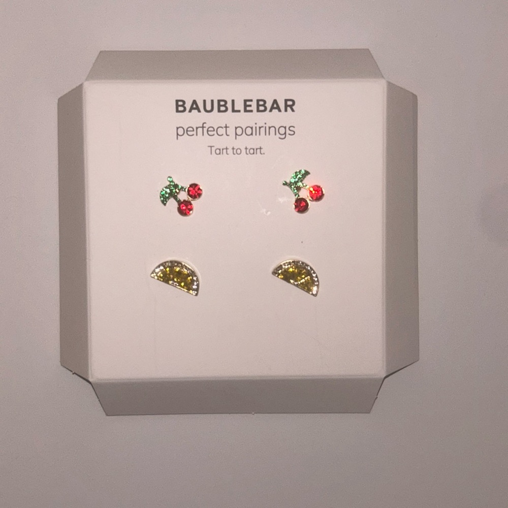 BaubleBar Gold Stud Fruit Earrings Set NWOT - Picture 2 of 3